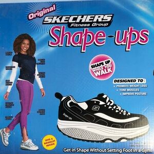 Skechers Women's Shape-ups Black White Sneakers Size 5 1/2